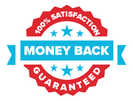 Red and blue badge displaying 